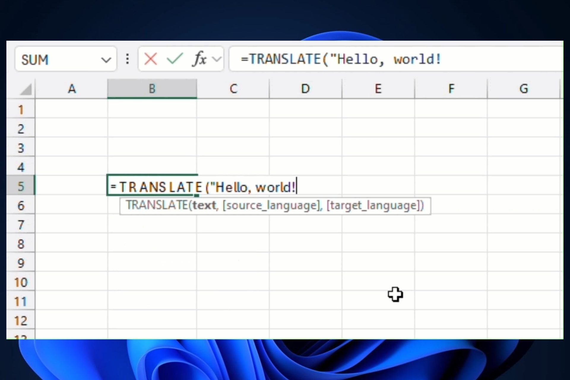 excel translate